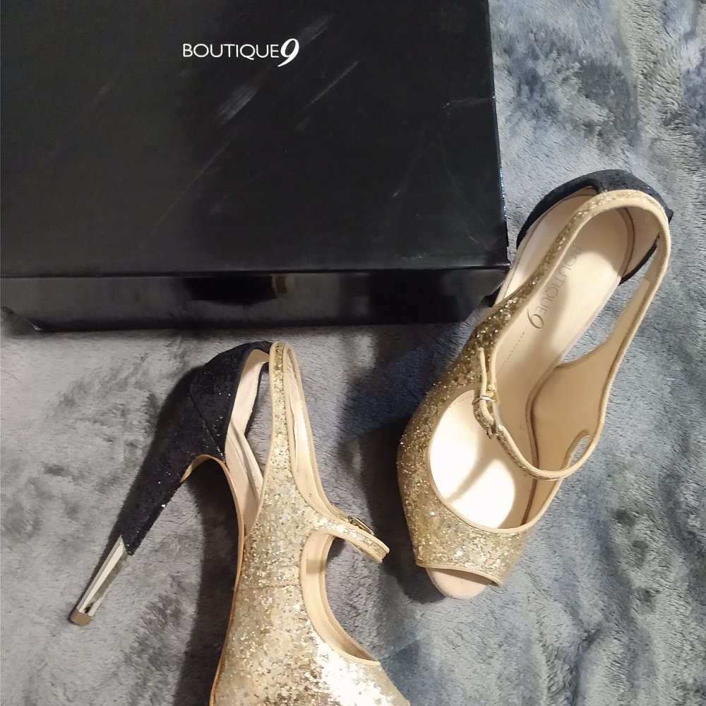 golden high heel platform pumps
